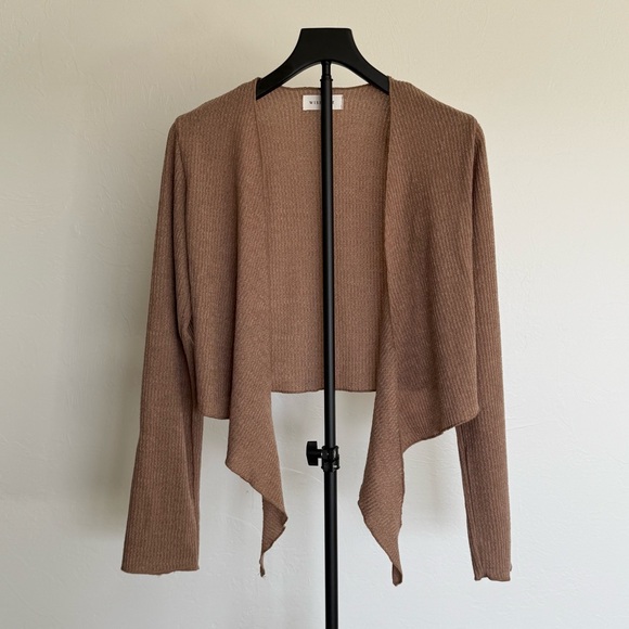 Wishlist Ribbed Wrap Top Tie Front Boho Crop Sweater Size Small - Picture 2 of 6